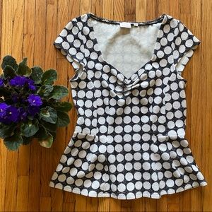 Peplum Polka Dot Shirt, Anthropologie 9-H15 STCL, Retro 50s
